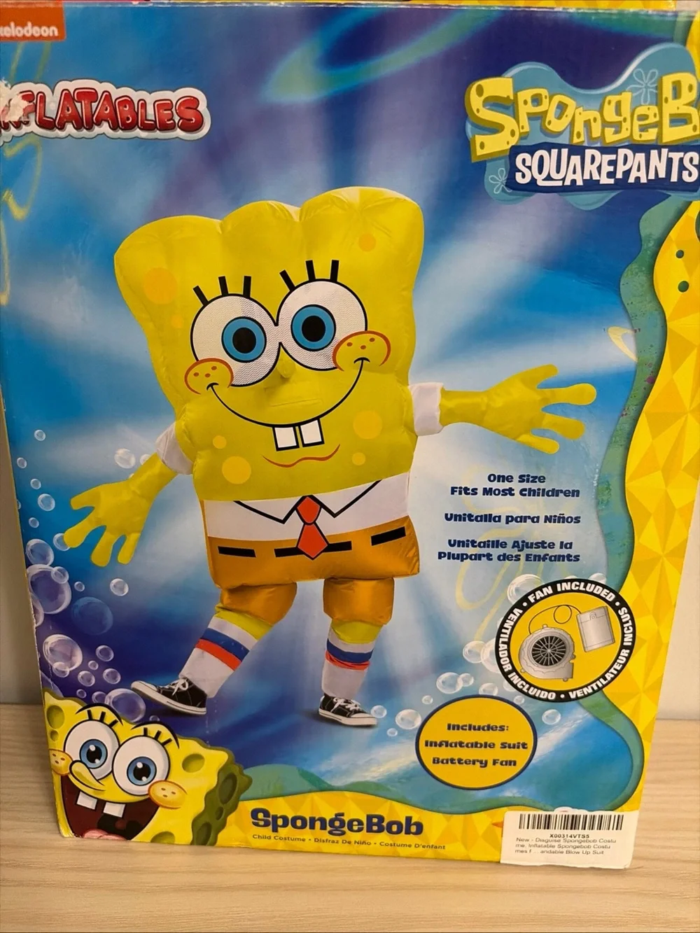 SpongeBob SquarePants Yellow Inflatable Kids Costume one size